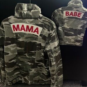 Ingrid & Isabel Camouflage Jackets with Red Accents